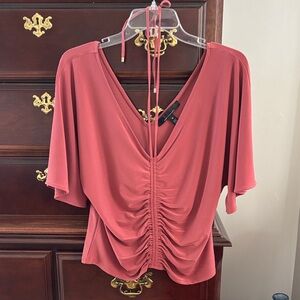 White House Black Market Ruched V-Neck Blouse